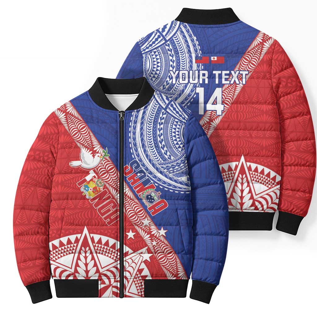 Tonga and Samoa Rugby Custom Bomber Puffer Jacket Ikale Tahi Manu Samoa Together LT14 - Polynesian Pride