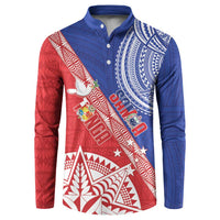 Tonga and Samoa Rugby Custom Button Sweatshirt Ikale Tahi Manu Samoa Together LT14 Red - Polynesian Pride