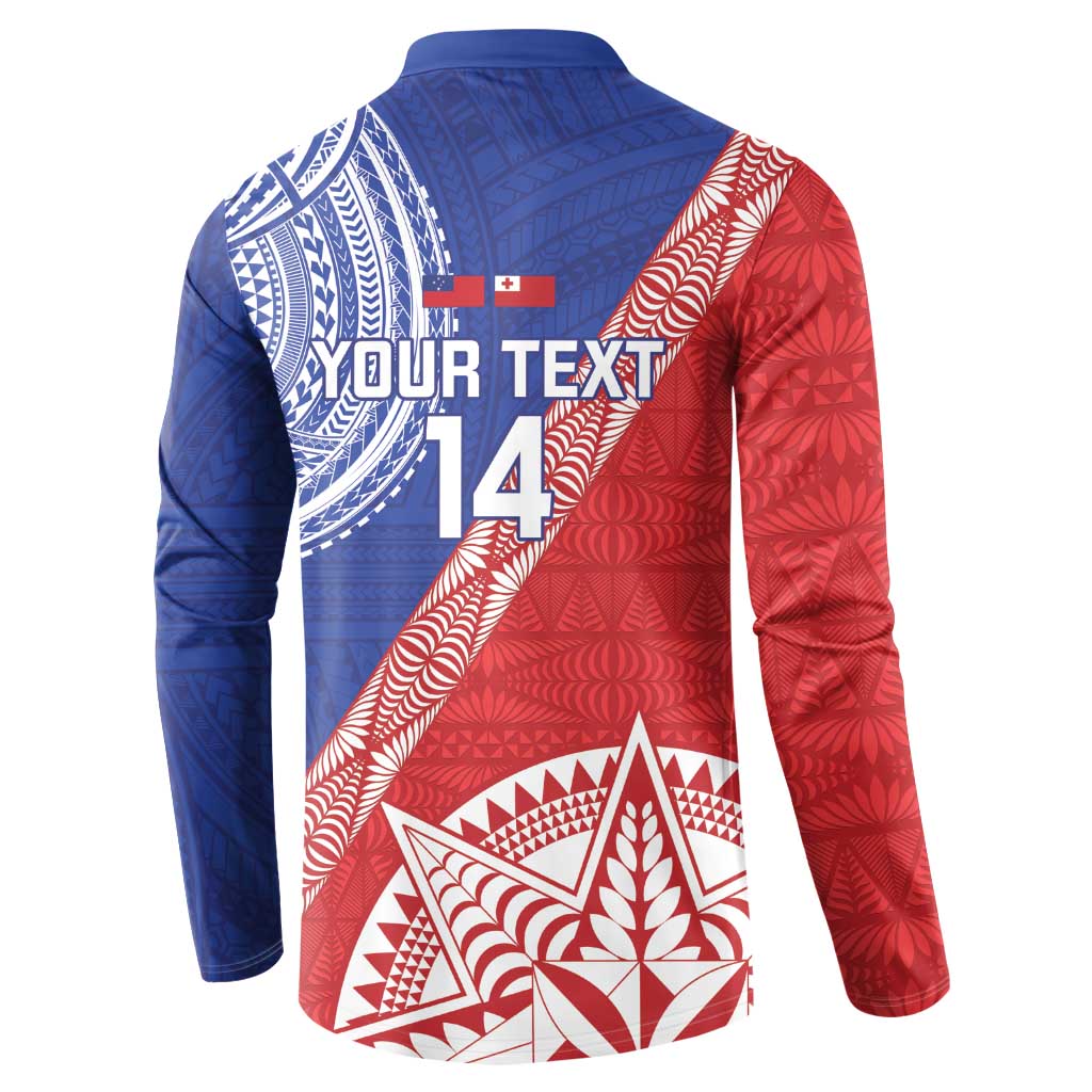 Tonga and Samoa Rugby Custom Button Sweatshirt Ikale Tahi Manu Samoa Together LT14 - Polynesian Pride