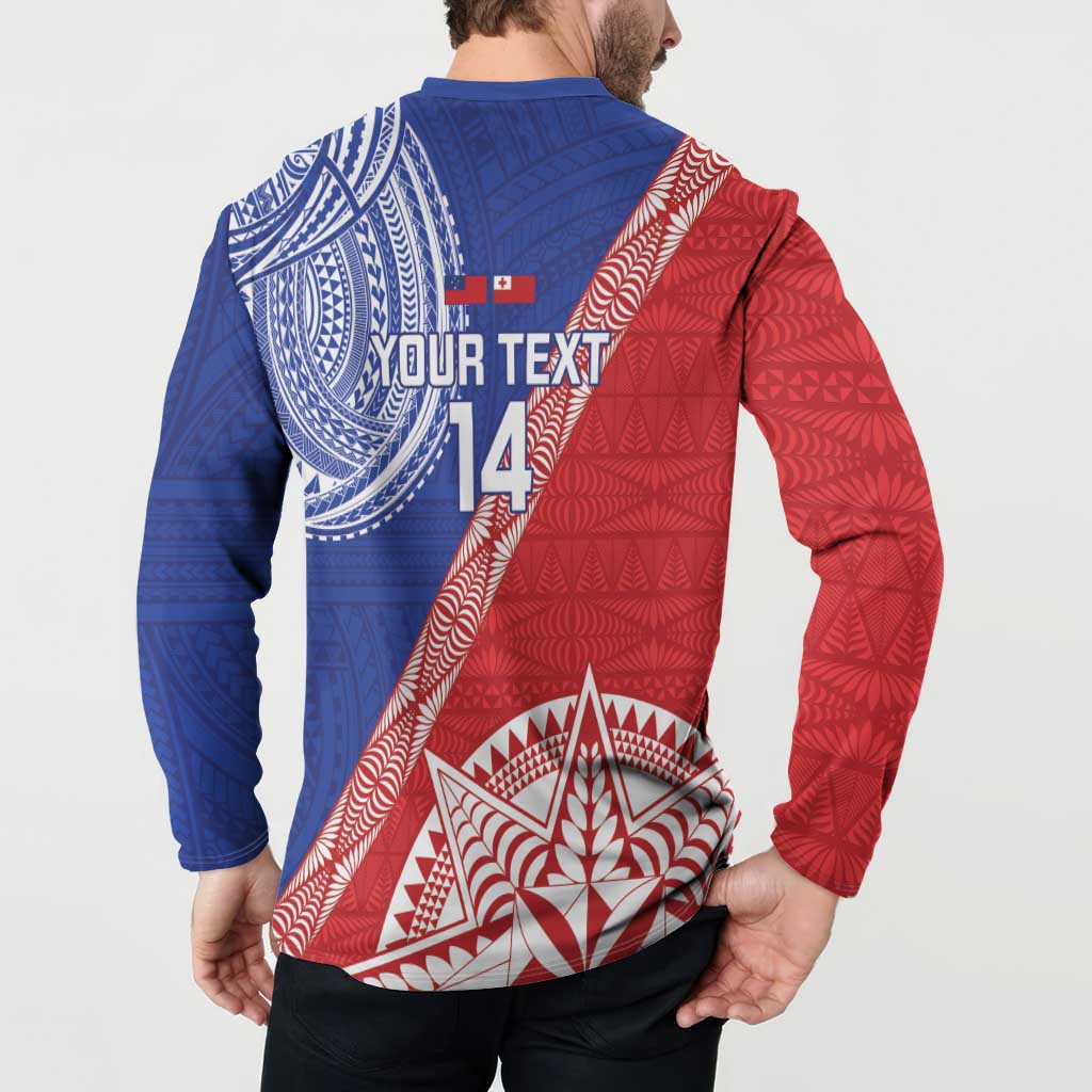 Tonga and Samoa Rugby Custom Button Sweatshirt Ikale Tahi Manu Samoa Together LT14 - Polynesian Pride