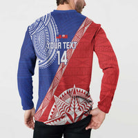 Tonga and Samoa Rugby Custom Button Sweatshirt Ikale Tahi Manu Samoa Together LT14 - Polynesian Pride