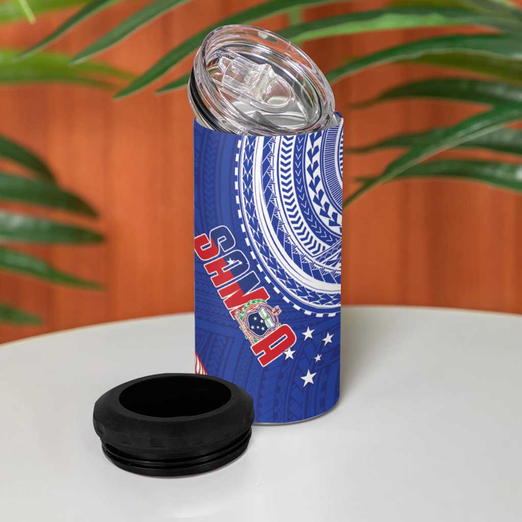 Tonga and Samoa Rugby 4 in 1 Can Cooler Tumbler Ikale Tahi Manu Samoa Together LT14 - Polynesian Pride
