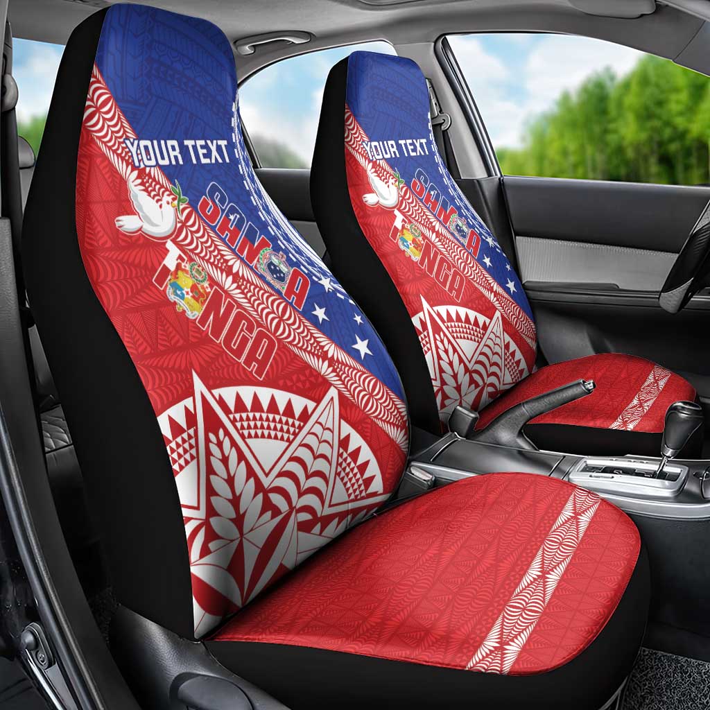Tonga and Samoa Rugby Custom Car Seat Cover Ikale Tahi Manu Samoa Together - Polynesian Pride
