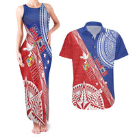 Tonga and Samoa Rugby Custom Couples Matching Tank Maxi Dress and Hawaiian Shirt Ikale Tahi Manu Samoa Together - Polynesian Pride