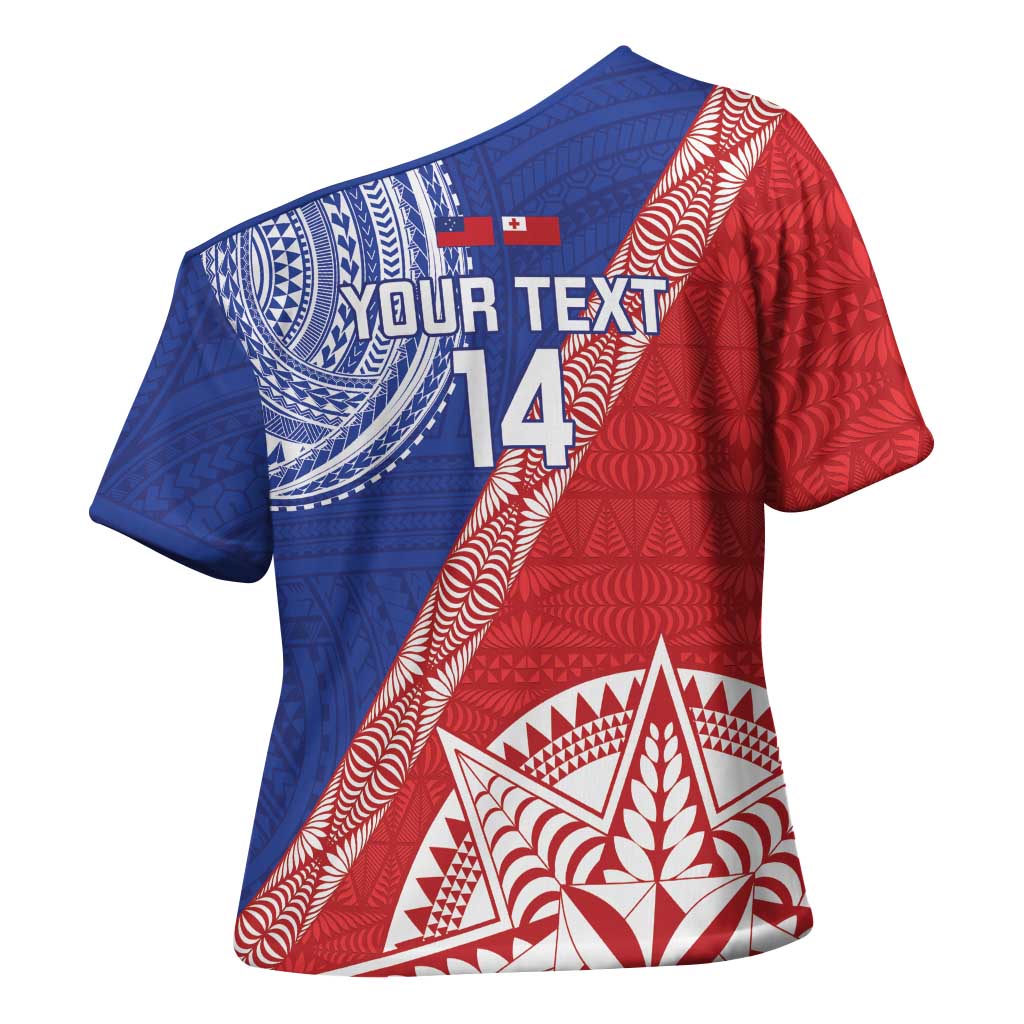Tonga and Samoa Rugby Custom Cross Shoulder Shirt Ikale Tahi Manu Samoa Together LT14 - Polynesian Pride