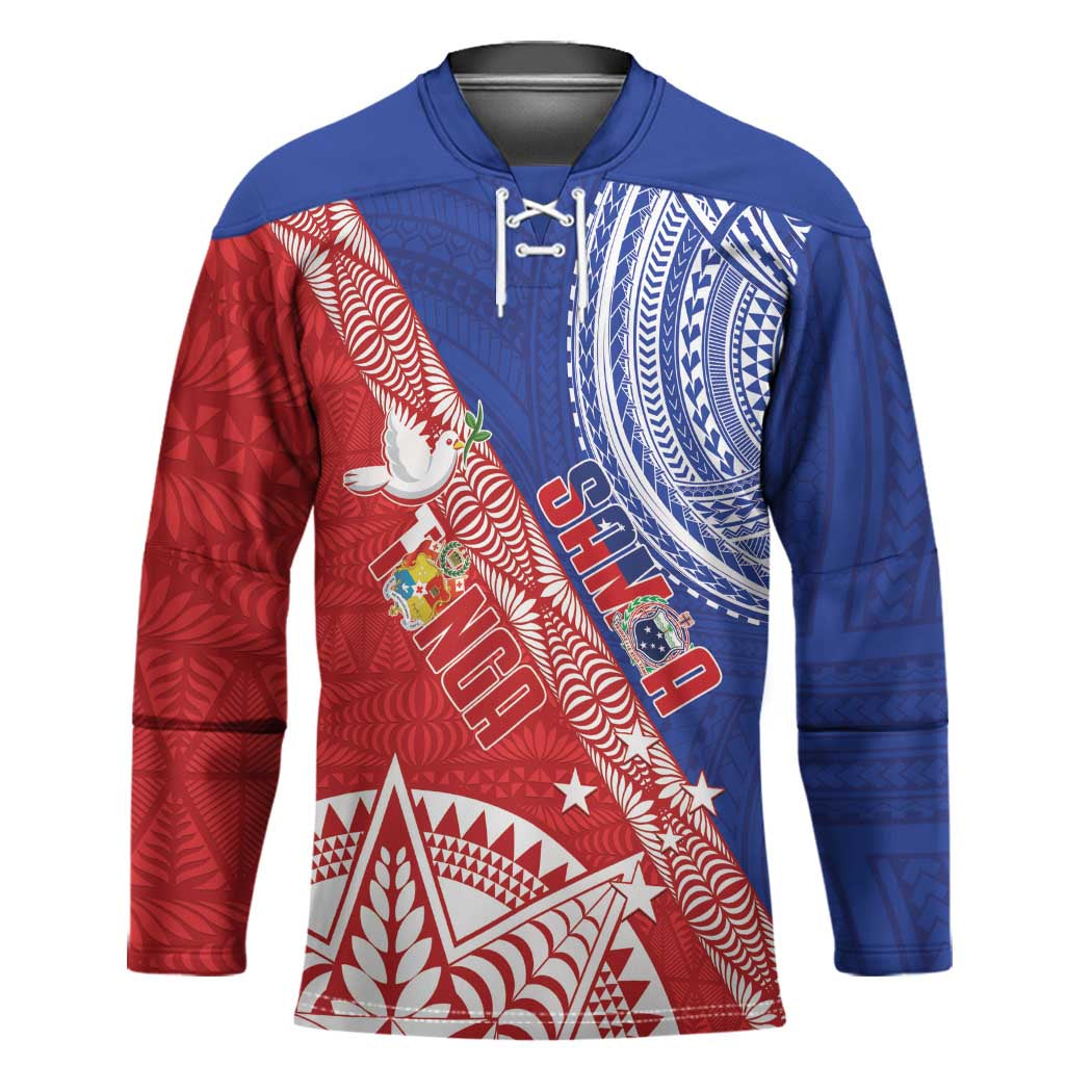 Tonga and Samoa Rugby Custom Hockey Jersey Ikale Tahi Manu Samoa Together LT14 Unisex Red - Polynesian Pride