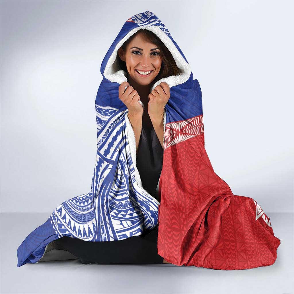 Tonga and Samoa Rugby Custom Hooded Blanket Ikale Tahi Manu Samoa Together - Polynesian Pride