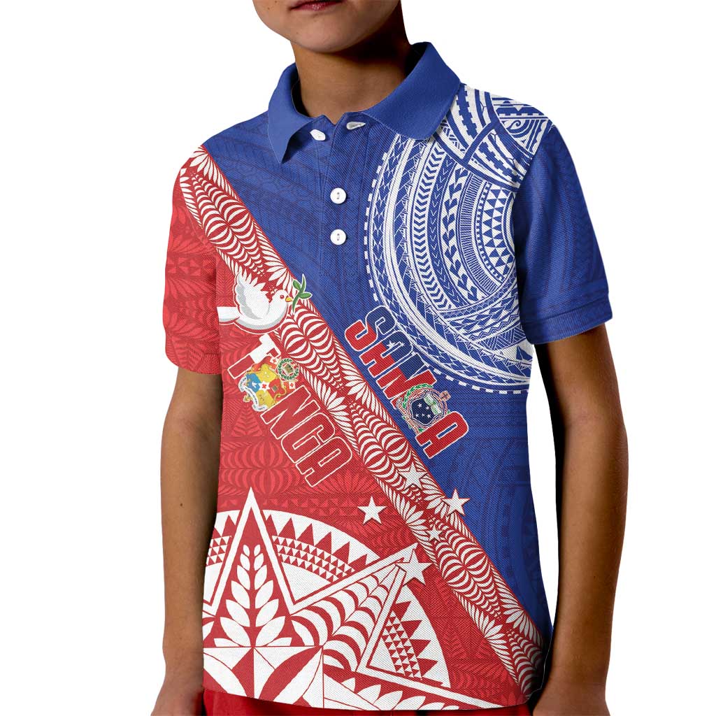 Tonga and Samoa Rugby Custom Kid Polo Shirt Ikale Tahi Manu Samoa Together - Polynesian Pride