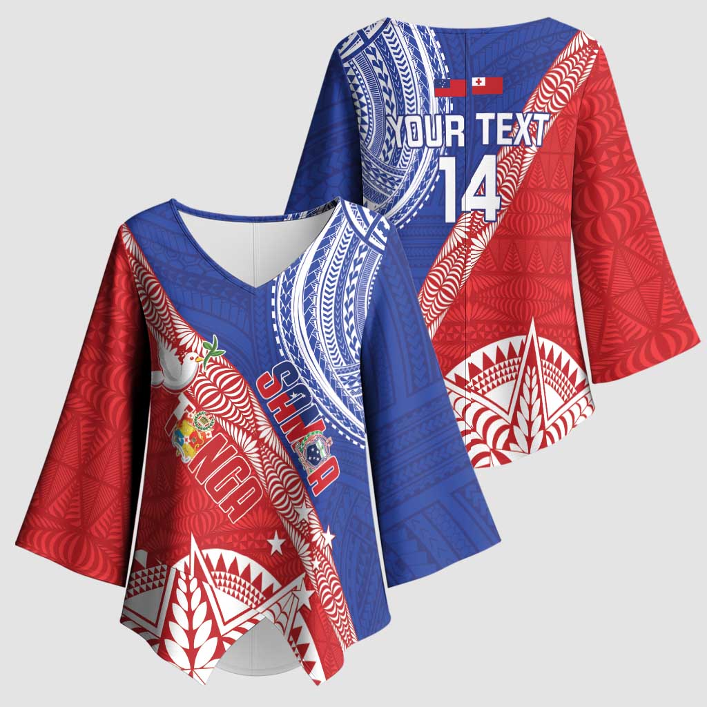 Tonga and Samoa Rugby Custom Kimono Sleeve Blouse Ikale Tahi Manu Samoa Together LT14 - Polynesian Pride