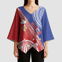 Tonga and Samoa Rugby Custom Kimono Sleeve Blouse Ikale Tahi Manu Samoa Together LT14 - Polynesian Pride
