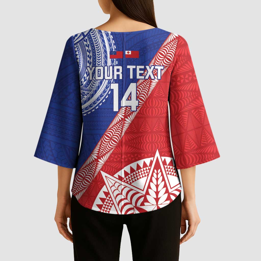 Tonga and Samoa Rugby Custom Kimono Sleeve Blouse Ikale Tahi Manu Samoa Together LT14 - Polynesian Pride