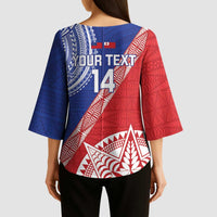 Tonga and Samoa Rugby Custom Kimono Sleeve Blouse Ikale Tahi Manu Samoa Together LT14 - Polynesian Pride