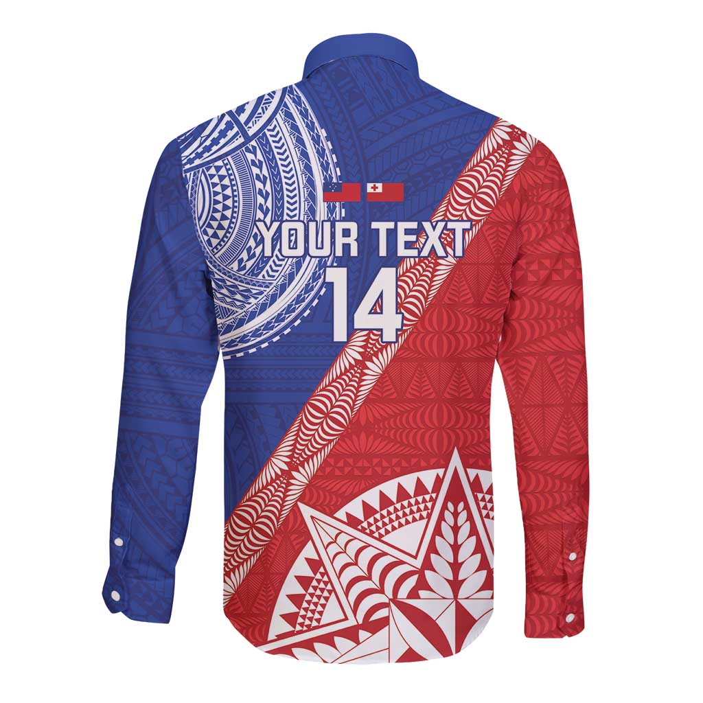 Tonga and Samoa Rugby Custom Long Sleeve Button Shirt Ikale Tahi Manu Samoa Together LT14 - Polynesian Pride
