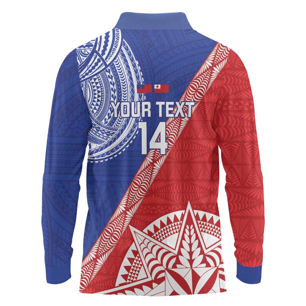 Tonga and Samoa Rugby Custom Long Sleeve Polo Shirt Ikale Tahi Manu Samoa Together - Polynesian Pride