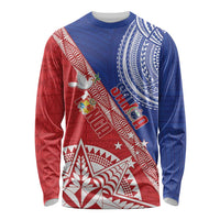 Tonga and Samoa Rugby Custom Long Sleeve Shirt Ikale Tahi Manu Samoa Together LT14 Unisex Red - Polynesian Pride