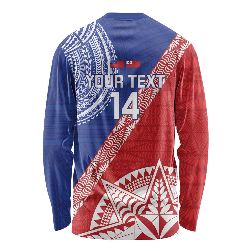 Tonga and Samoa Rugby Custom Long Sleeve Shirt Ikale Tahi Manu Samoa Together LT14 - Polynesian Pride
