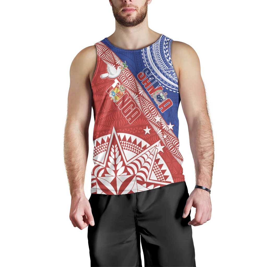 Tonga and Samoa Rugby Custom Men Tank Top Ikale Tahi Manu Samoa Together - Polynesian Pride