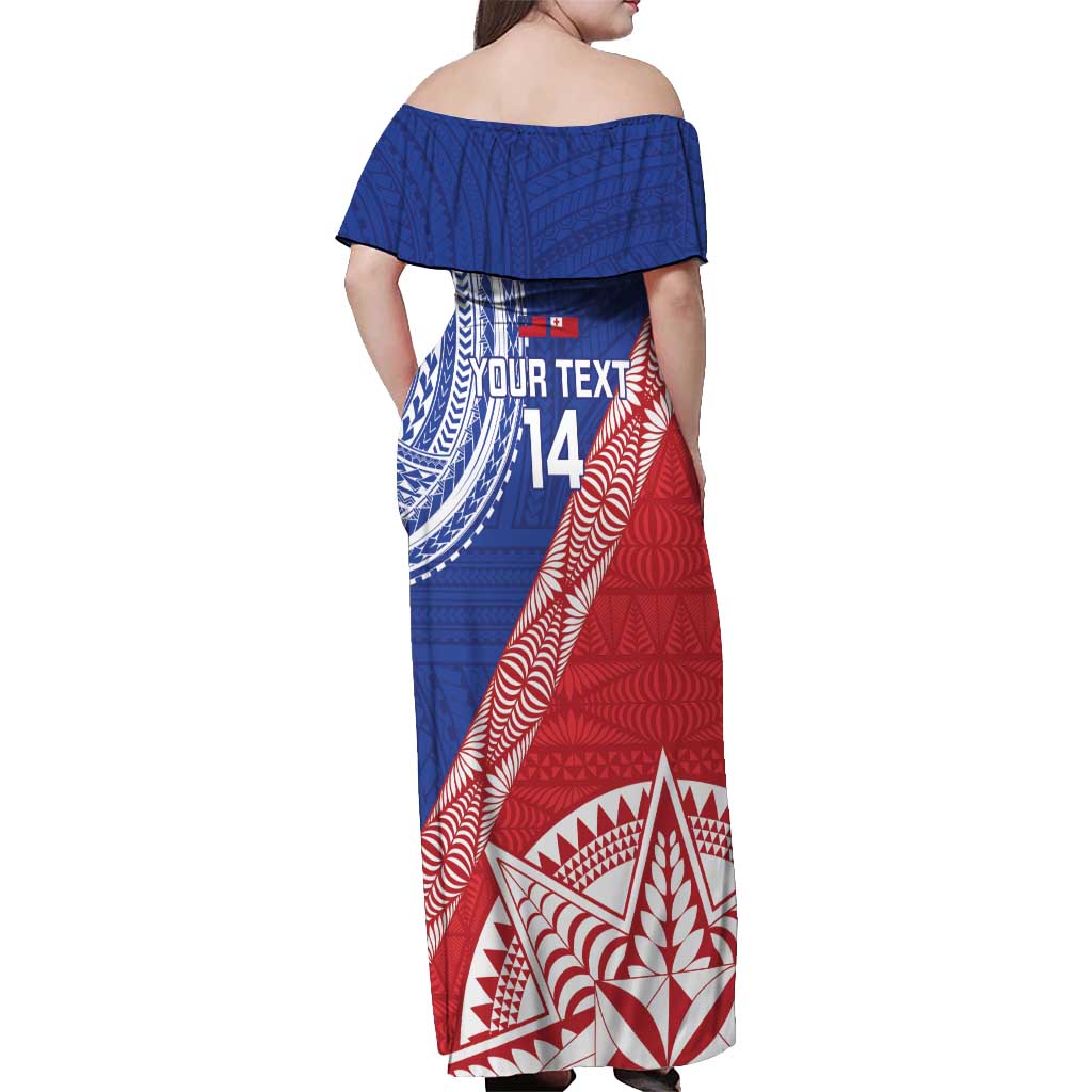 Tonga and Samoa Rugby Custom Off Shoulder Maxi Dress Ikale Tahi Manu Samoa Together - Polynesian Pride