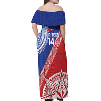 Tonga and Samoa Rugby Custom Off Shoulder Maxi Dress Ikale Tahi Manu Samoa Together - Polynesian Pride