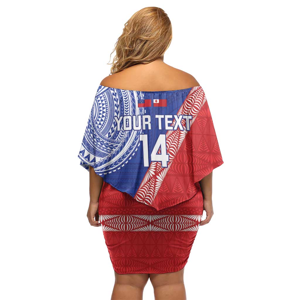 Tonga and Samoa Rugby Custom Off Shoulder Short Dress Ikale Tahi Manu Samoa Together - Polynesian Pride