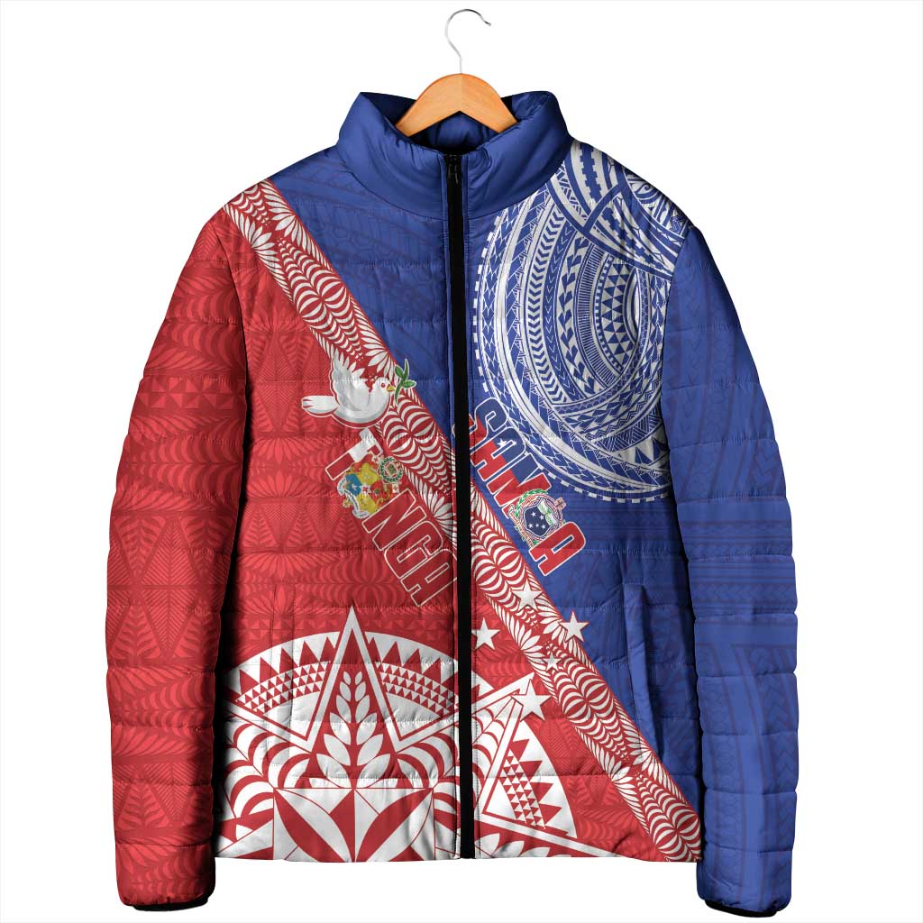 Tonga and Samoa Rugby Custom Padded Jacket Ikale Tahi Manu Samoa Together LT14 - Polynesian Pride