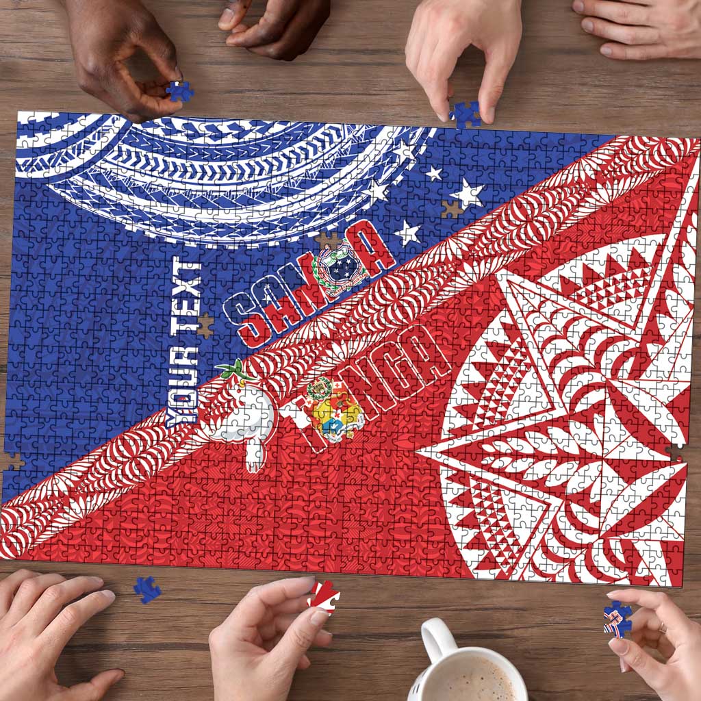 Tonga and Samoa Rugby Custom Puzzle Ikale Tahi Manu Samoa Together LT14 - Polynesian Pride