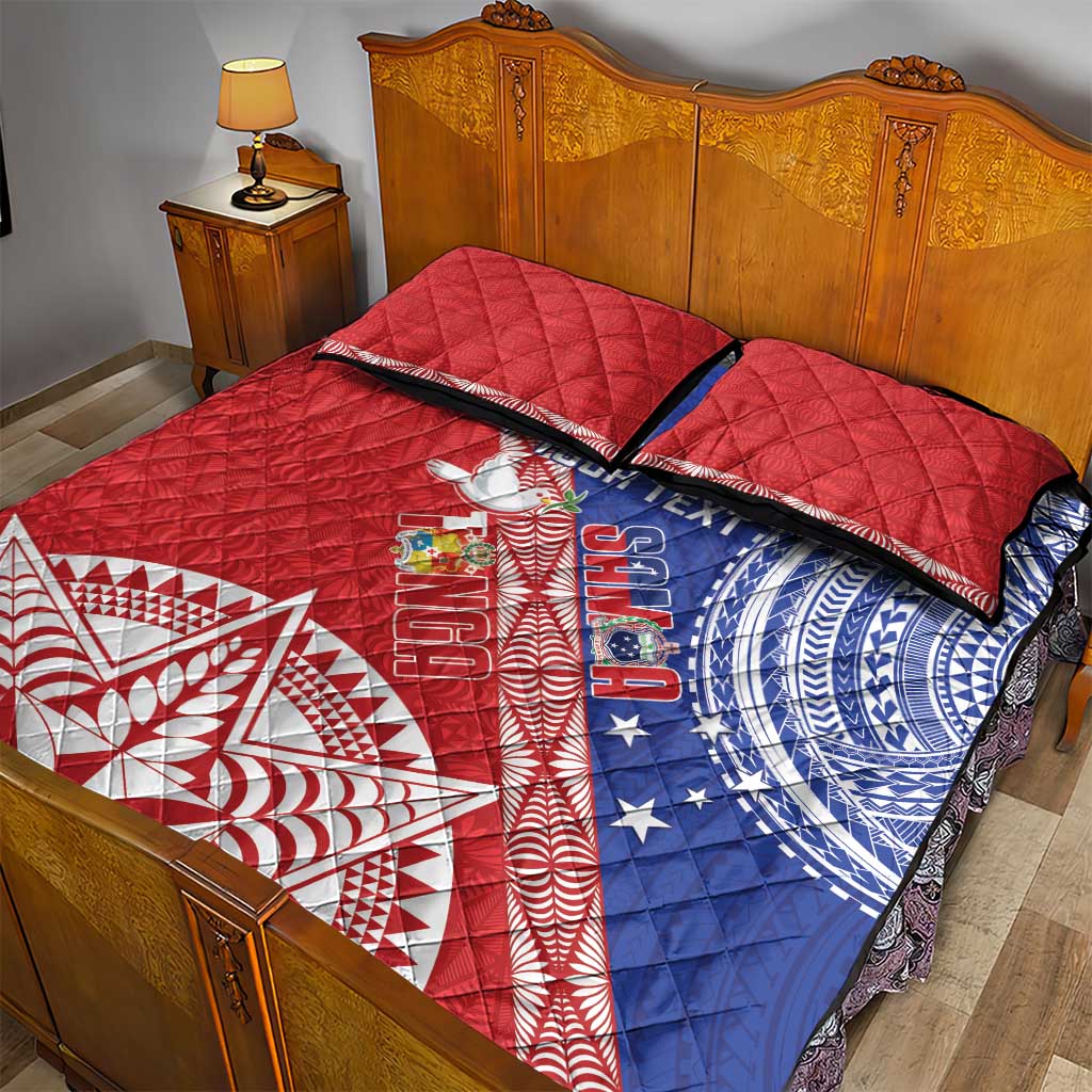 Tonga and Samoa Rugby Custom Quilt Bed Set Ikale Tahi Manu Samoa Together - Polynesian Pride