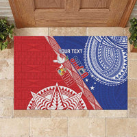 Tonga and Samoa Rugby Custom Rubber Doormat Ikale Tahi Manu Samoa Together LT14 Red - Polynesian Pride