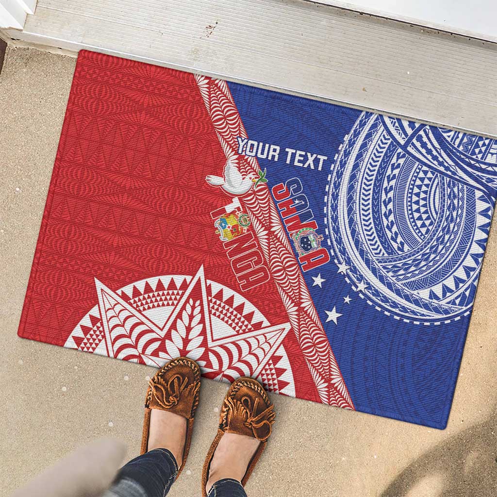 Tonga and Samoa Rugby Custom Rubber Doormat Ikale Tahi Manu Samoa Together LT14 - Polynesian Pride