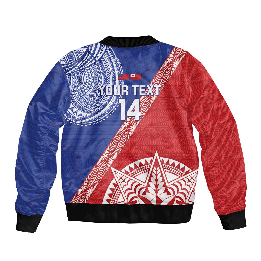 Tonga and Samoa Rugby Custom Sleeve Zip Bomber Jacket Ikale Tahi Manu Samoa Together - Polynesian Pride