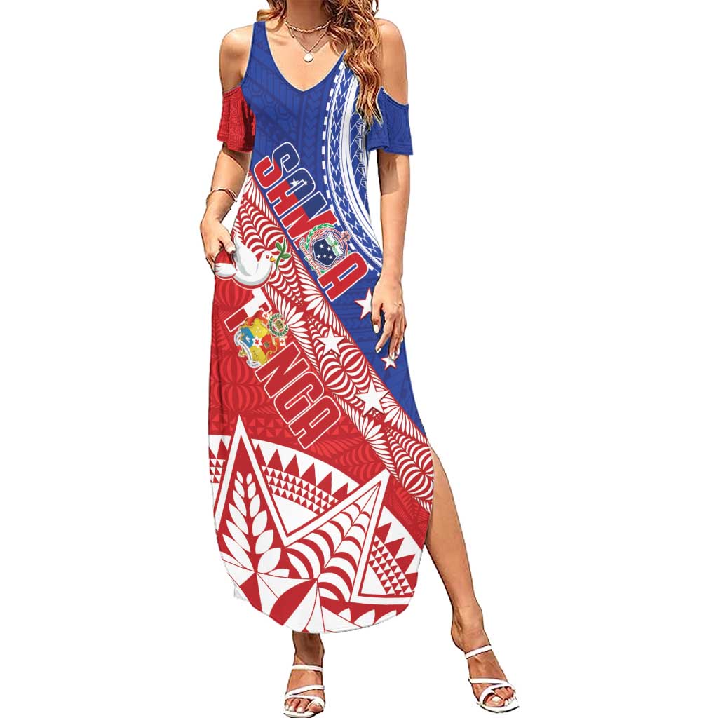 Tonga and Samoa Rugby Custom Summer Maxi Dress Ikale Tahi Manu Samoa Together - Polynesian Pride