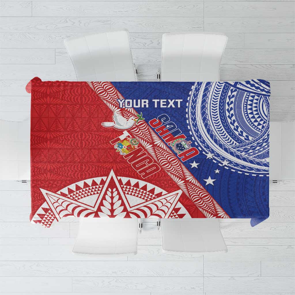 Tonga and Samoa Rugby Custom Tablecloth Ikale Tahi Manu Samoa Together LT14 Red - Polynesian Pride