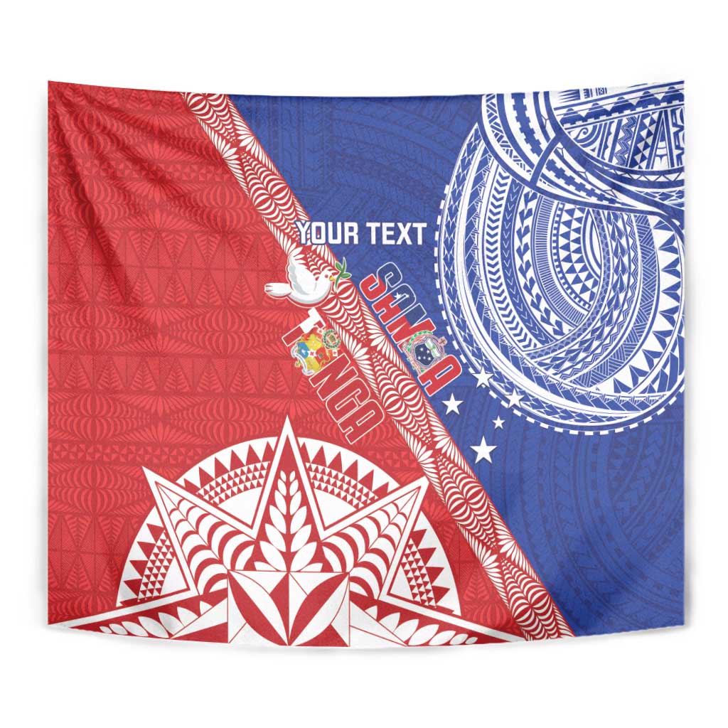 Tonga and Samoa Rugby Custom Tapestry Ikale Tahi Manu Samoa Together - Polynesian Pride