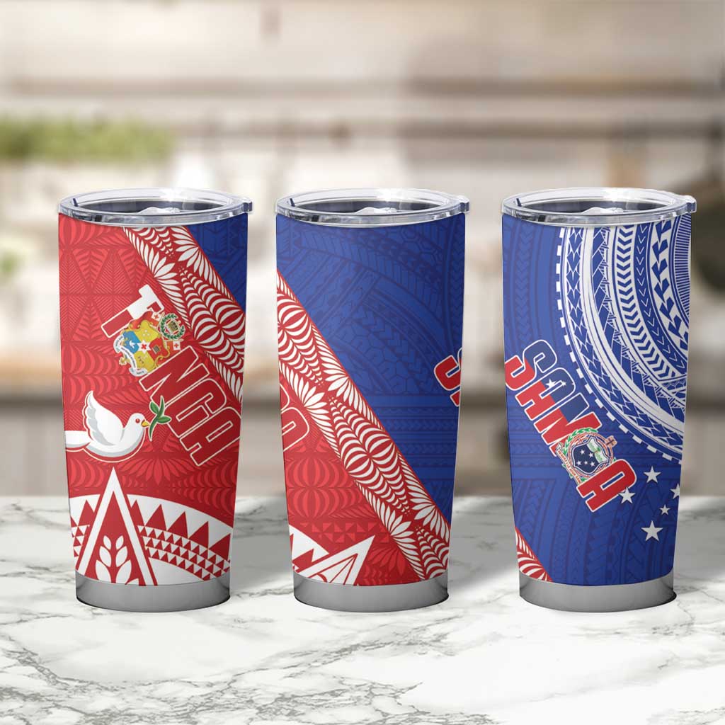 Tonga and Samoa Rugby Tumbler Cup Ikale Tahi Manu Samoa Together - Polynesian Pride