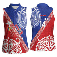 Tonga and Samoa Rugby Custom Women Sleeveless Polo Shirt Ikale Tahi Manu Samoa Together - Polynesian Pride