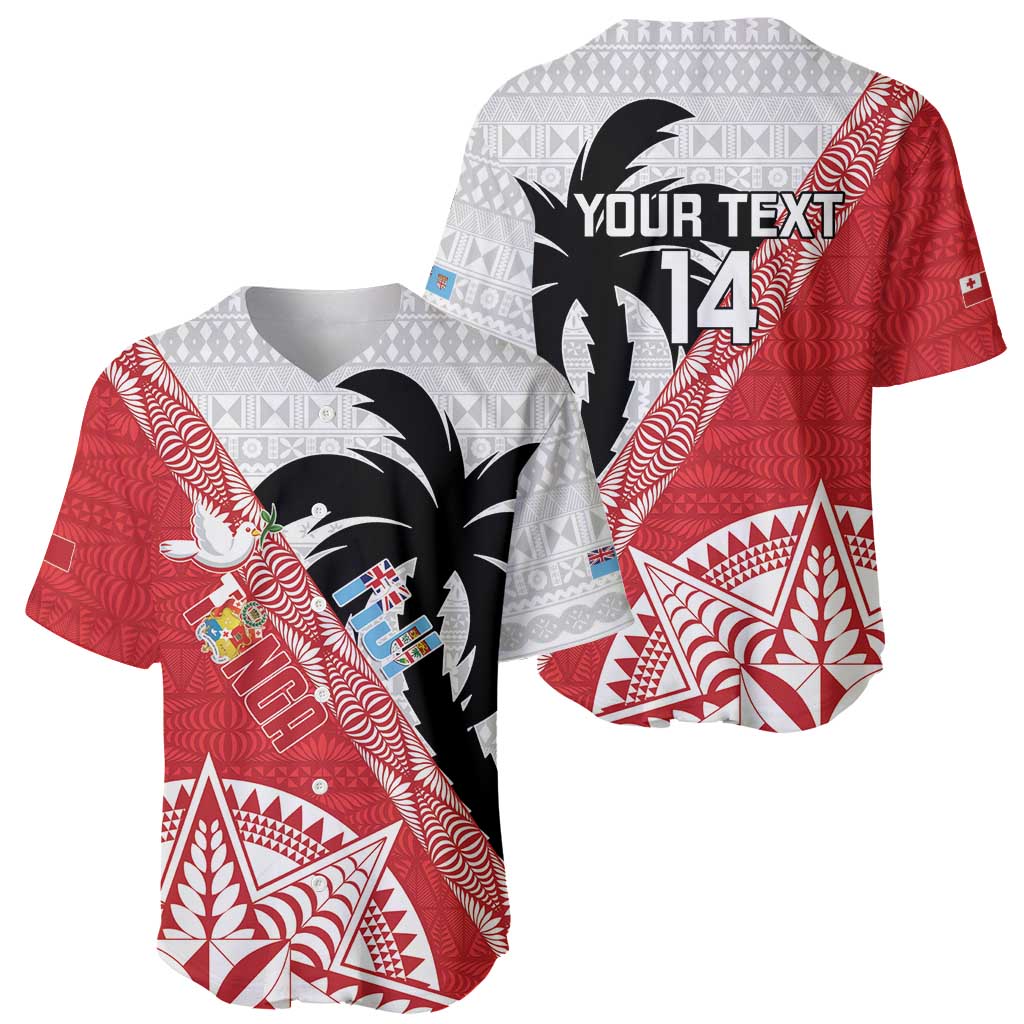 Fiji and Tonga Rugby Custom Baseball Jersey Flying Fijians Ikale Tahi Together Pacific - Polynesian Pride