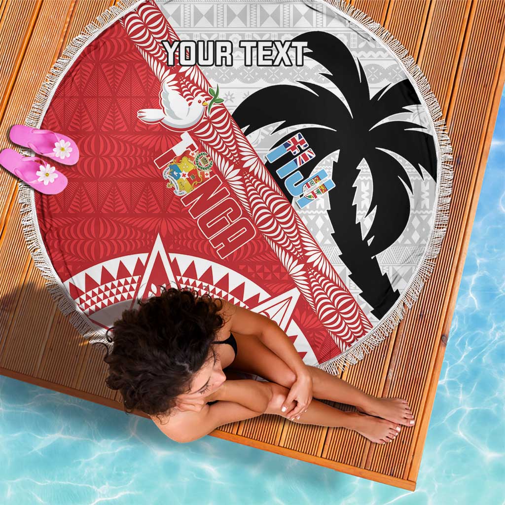 Fiji and Tonga Rugby Custom Beach Blanket Flying Fijians Ikale Tahi Together Pacific - Polynesian Pride