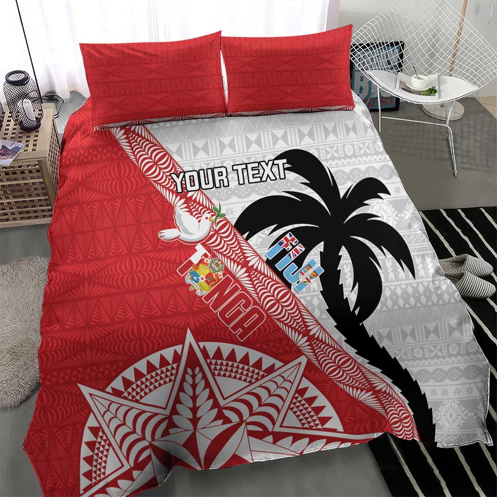 Fiji and Tonga Rugby Custom Bedding Set Flying Fijians Ikale Tahi Together Pacific - Polynesian Pride