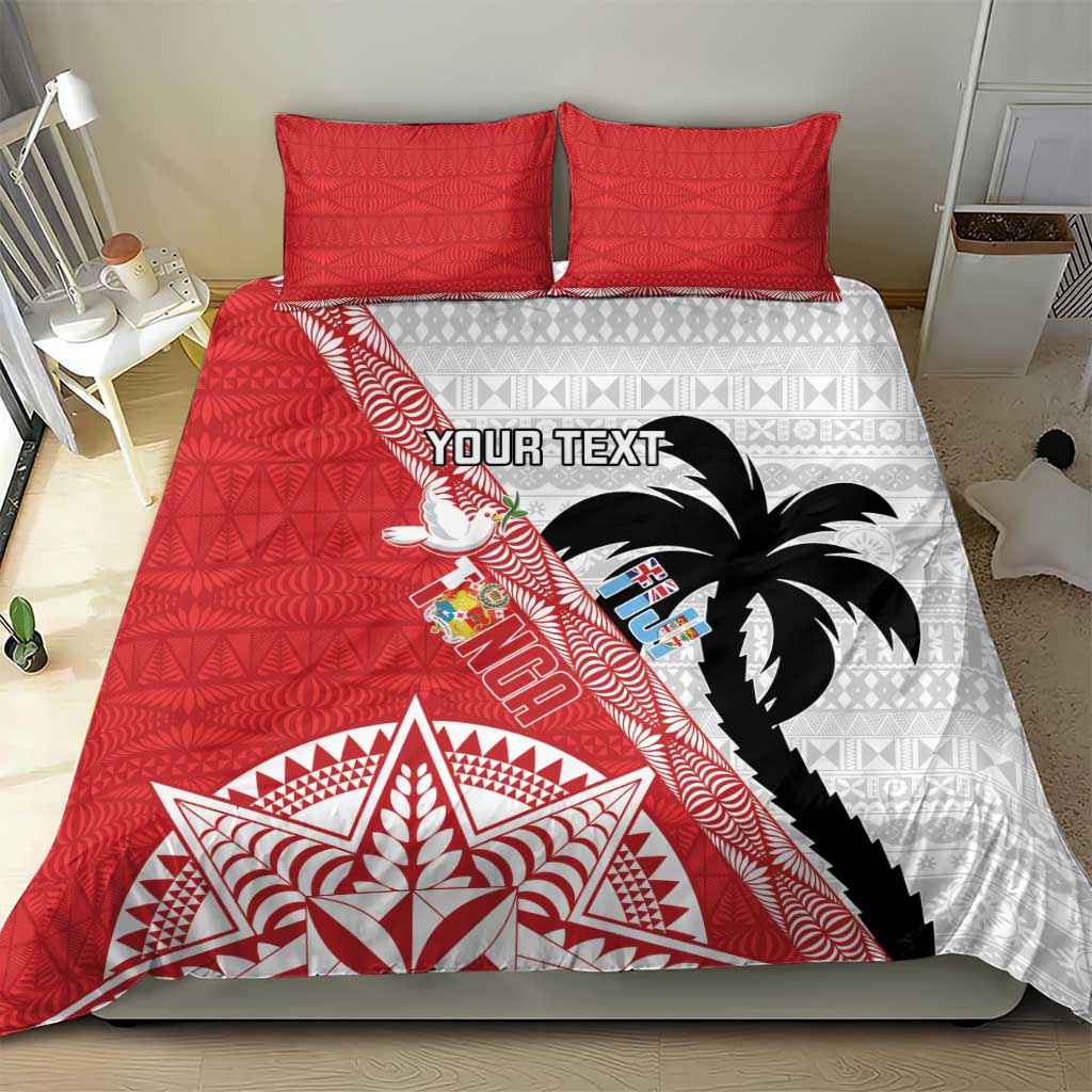 Fiji and Tonga Rugby Custom Bedding Set Flying Fijians Ikale Tahi Together Pacific - Polynesian Pride