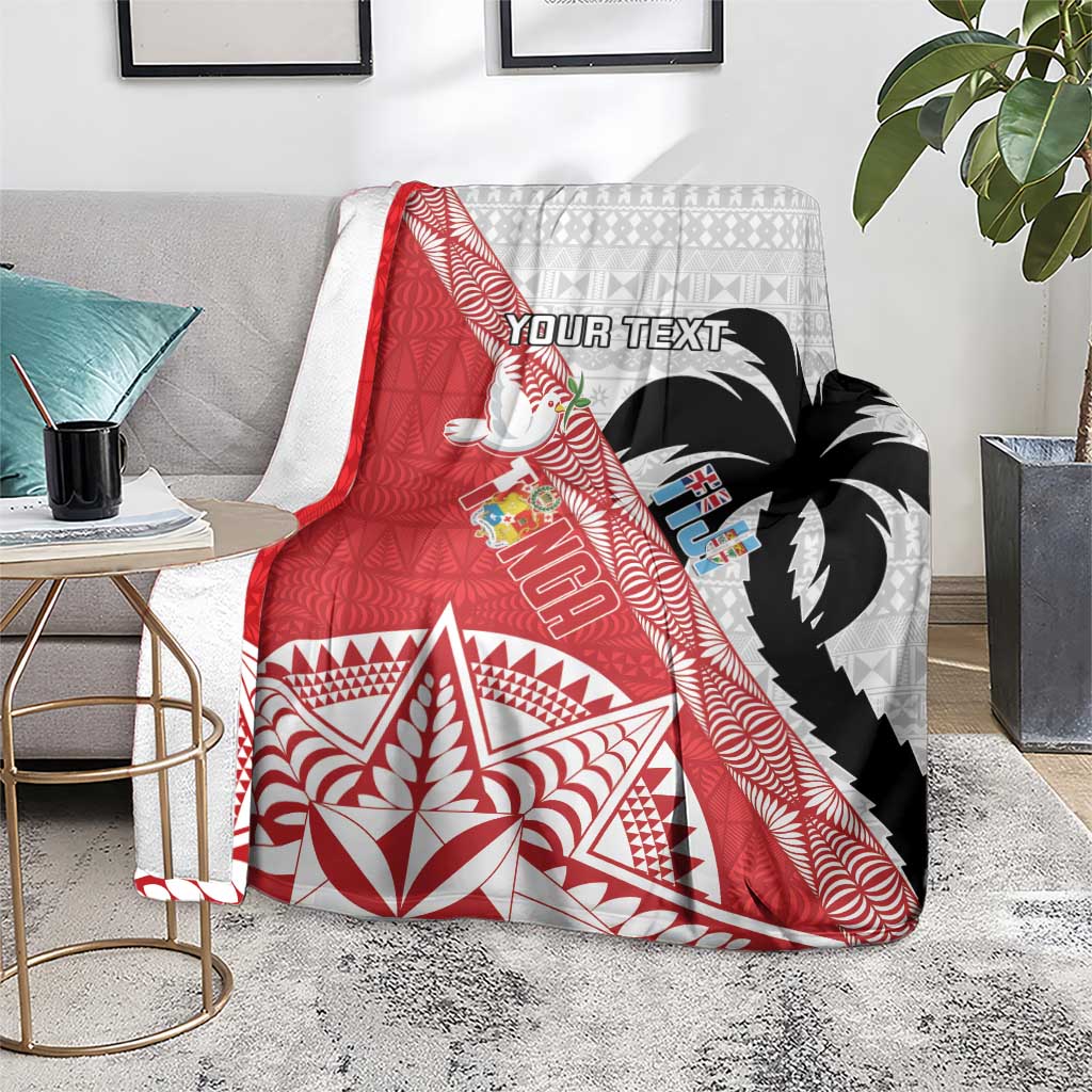 Fiji and Tonga Rugby Custom Blanket Flying Fijians Ikale Tahi Together Pacific - Polynesian Pride