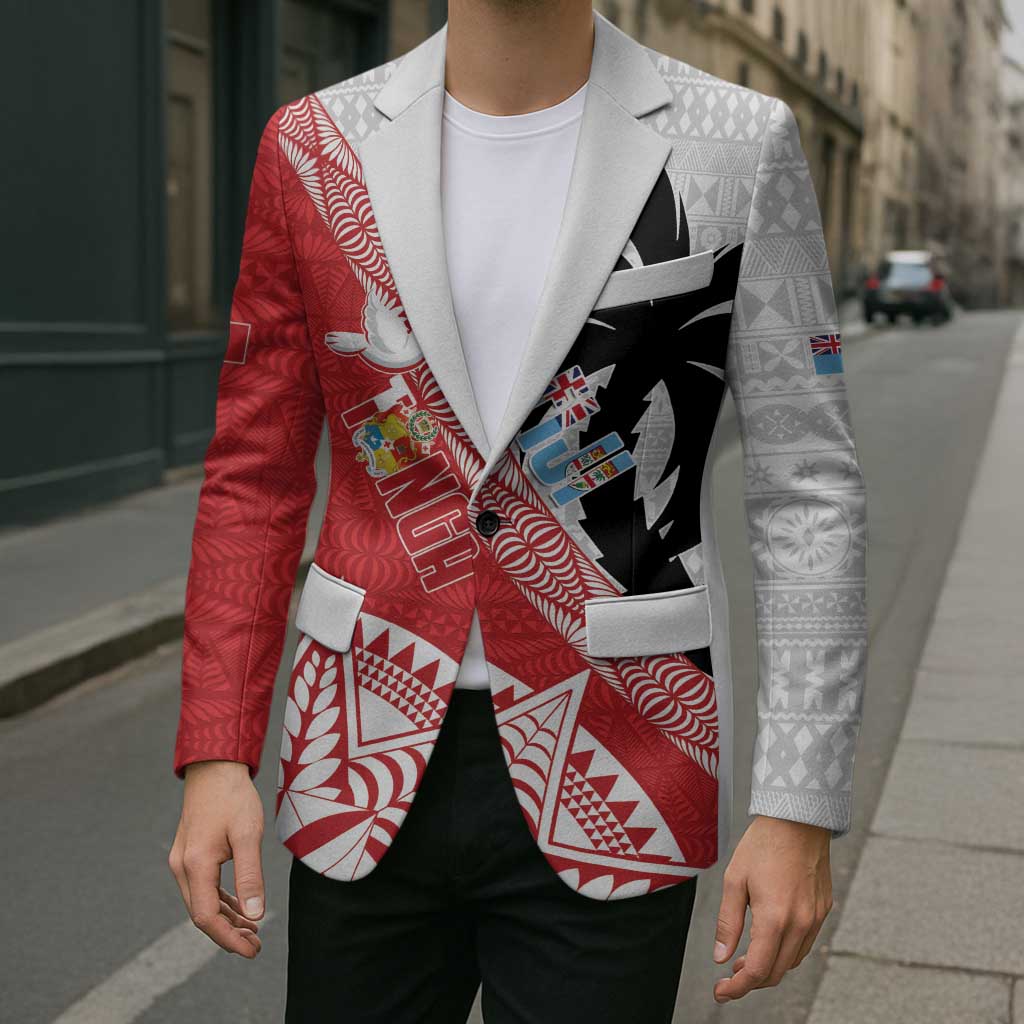 Fiji and Tonga Rugby Custom Blazer Flying Fijians Ikale Tahi Together Pacific - Polynesian Pride