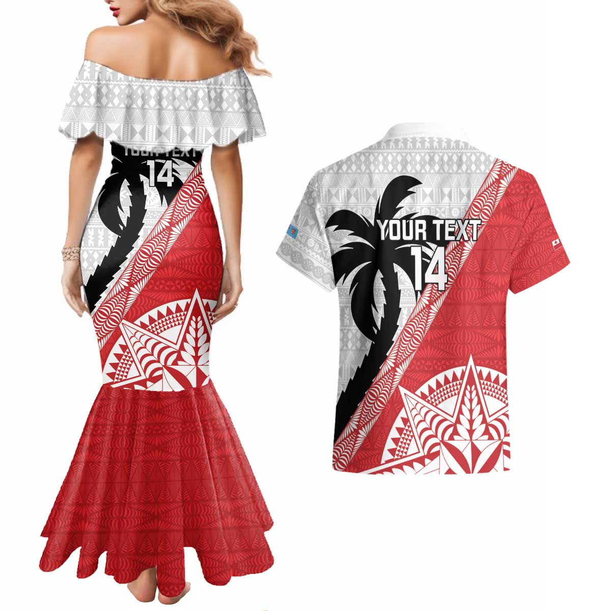 Fiji and Tonga Rugby Custom Couples Matching Mermaid Dress and Hawaiian Shirt Flying Fijians Ikale Tahi Together Pacific - Polynesian Pride