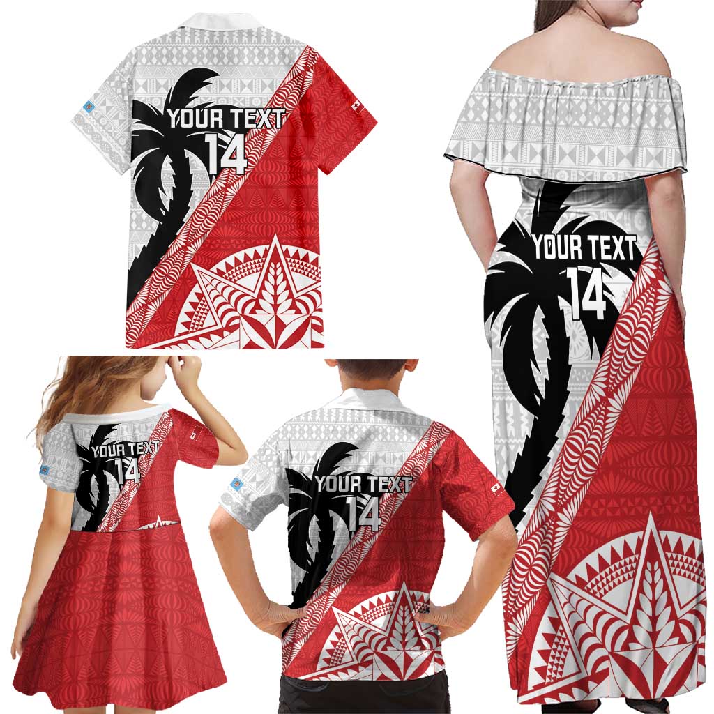 Fiji and Tonga Rugby Custom Family Matching Off Shoulder Maxi Dress and Hawaiian Shirt Flying Fijians Ikale Tahi Together Pacific - Polynesian Pride