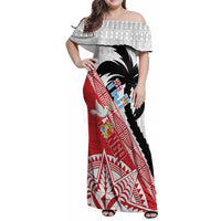Fiji and Tonga Rugby Custom Family Matching Off Shoulder Maxi Dress and Hawaiian Shirt Flying Fijians Ikale Tahi Together Pacific - Polynesian Pride