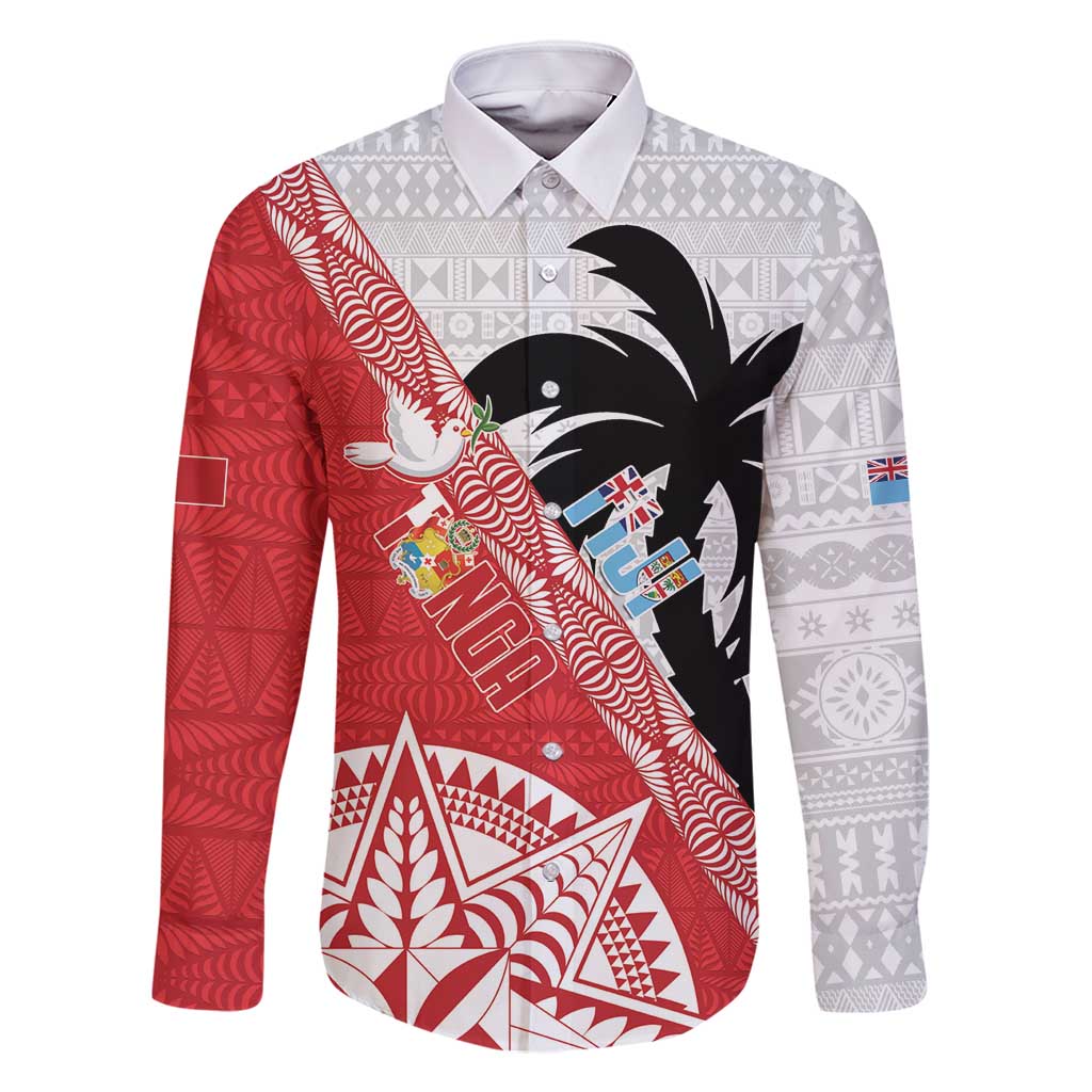 Fiji and Tonga Rugby Custom Family Matching Off Shoulder Short Dress and Hawaiian Shirt Flying Fijians Ikale Tahi Together Pacific - Polynesian Pride