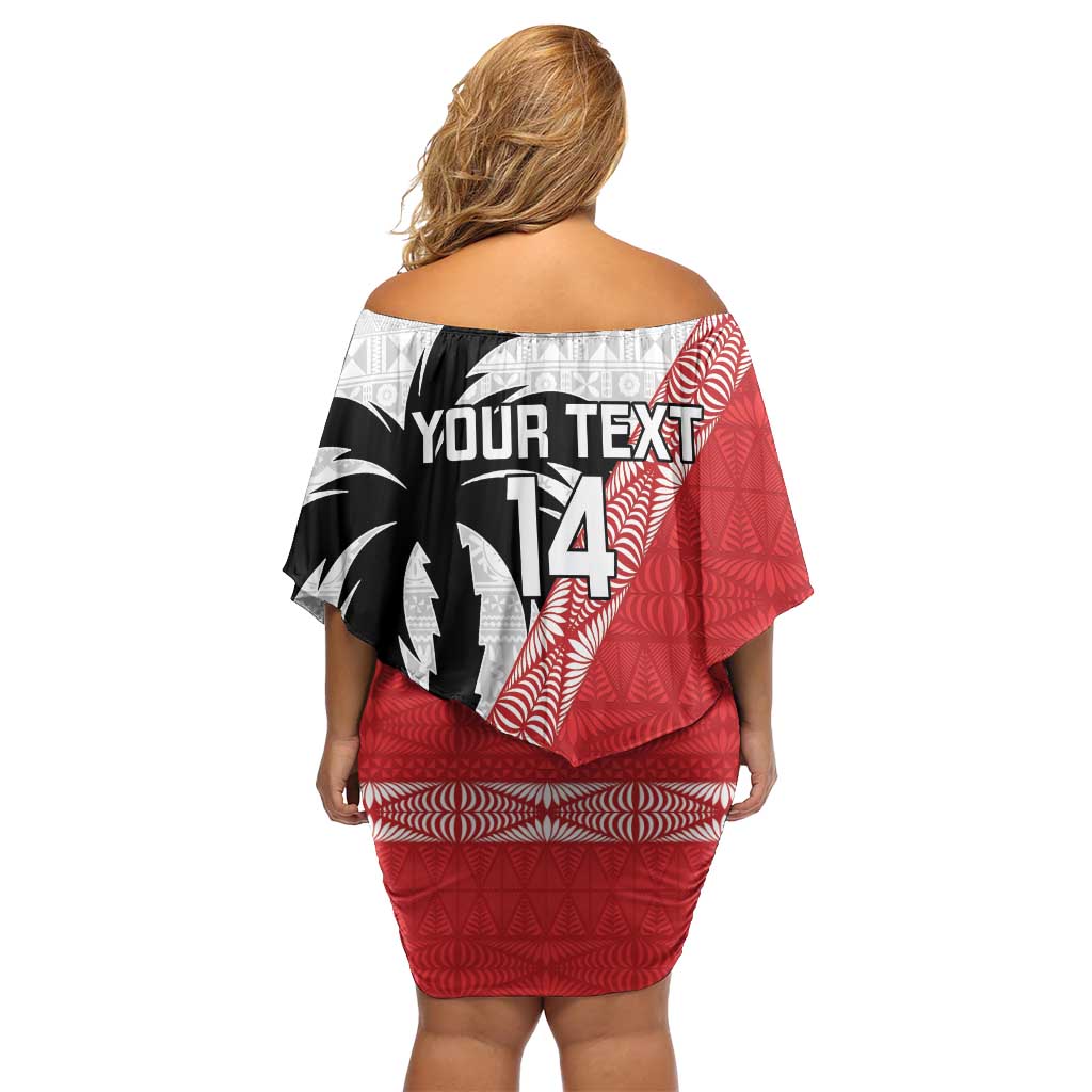 Fiji and Tonga Rugby Custom Family Matching Off Shoulder Short Dress and Hawaiian Shirt Flying Fijians Ikale Tahi Together Pacific - Polynesian Pride