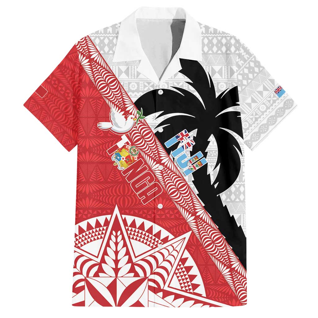 Fiji and Tonga Rugby Custom Family Matching Puletasi and Hawaiian Shirt Flying Fijians Ikale Tahi Together Pacific - Polynesian Pride