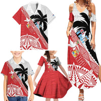 Fiji and Tonga Rugby Custom Family Matching Summer Maxi Dress and Hawaiian Shirt Flying Fijians Ikale Tahi Together Pacific - Polynesian Pride