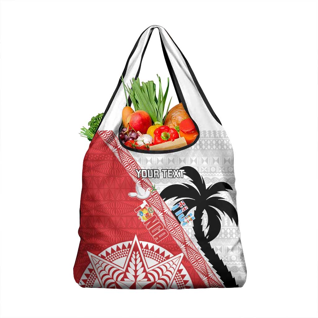 Fiji and Tonga Rugby Custom Grocery Bag Flying Fijians Ikale Tahi Together Pacific - Polynesian Pride