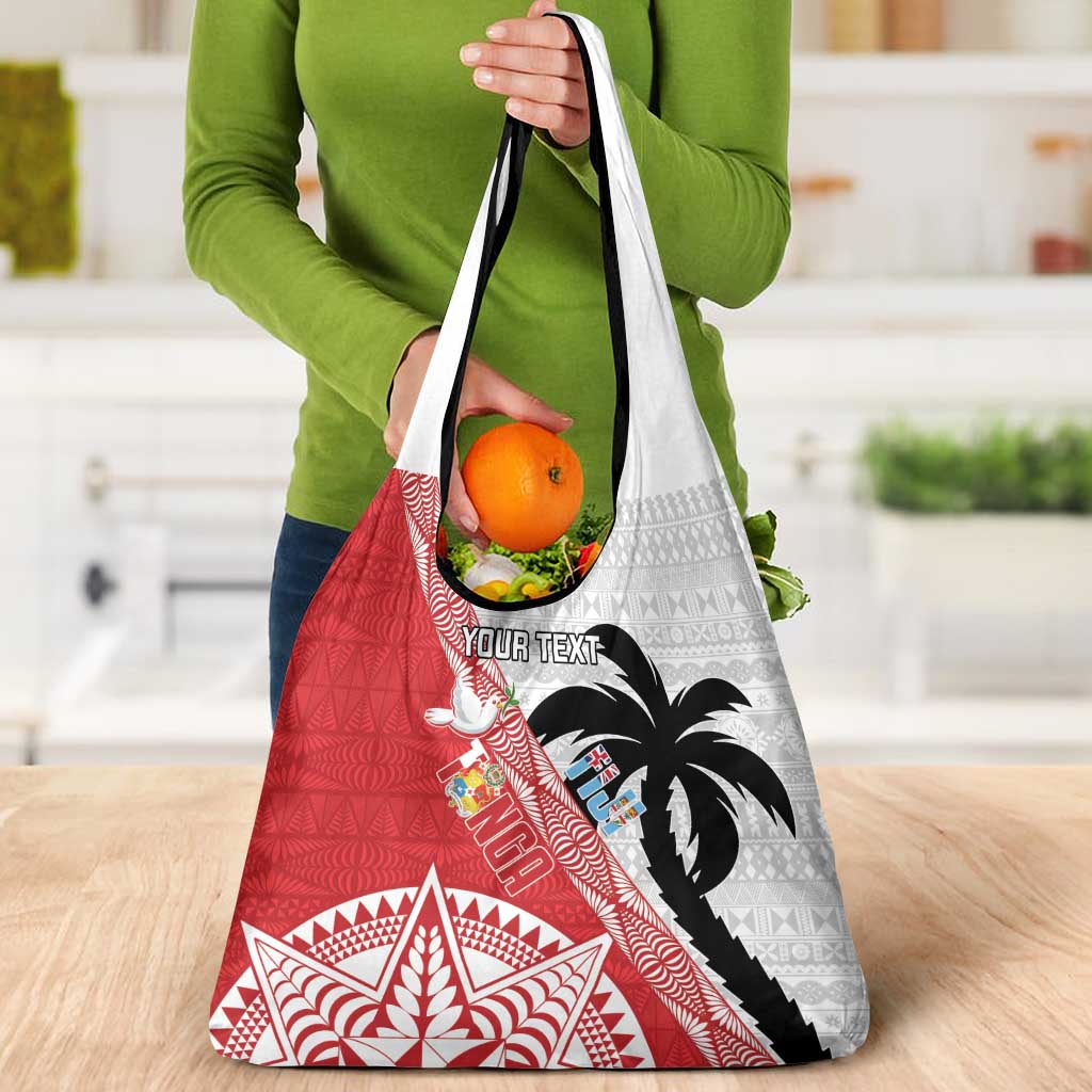 Fiji and Tonga Rugby Custom Grocery Bag Flying Fijians Ikale Tahi Together Pacific - Polynesian Pride